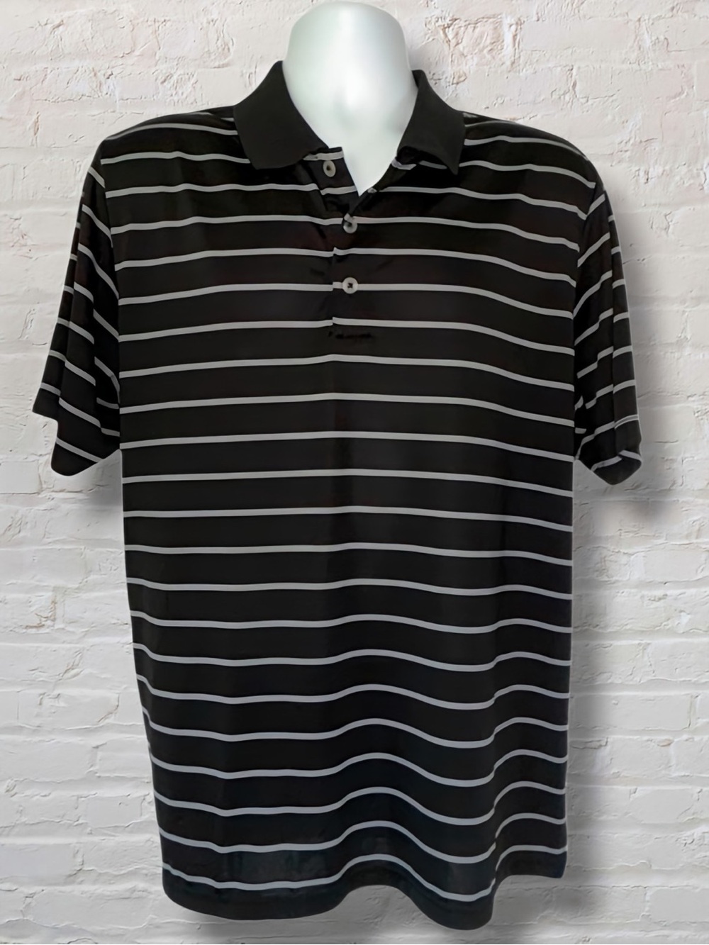 Adidas Golf Puremotion Polo Shirt Men’s Size Large Black White Stripe